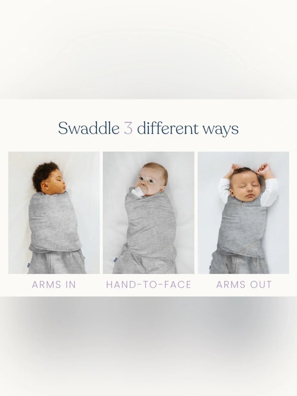 Halo Newborn 0-3 Months Swaddle Micro-Fleece TOG 3.0 Purple, White Hearts 💟